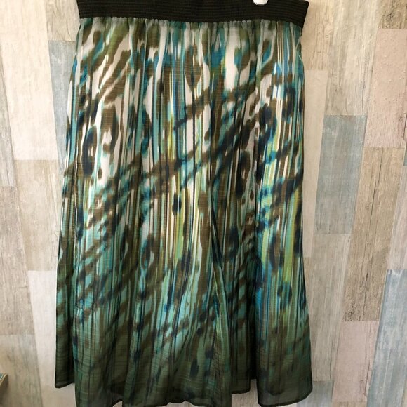 NIC & ZOE Watercolor Silk Blend Midi Skirt - Picture 1 of 10